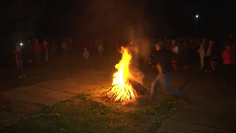 Fire. Pagan traditions. Rites. Stock Footage