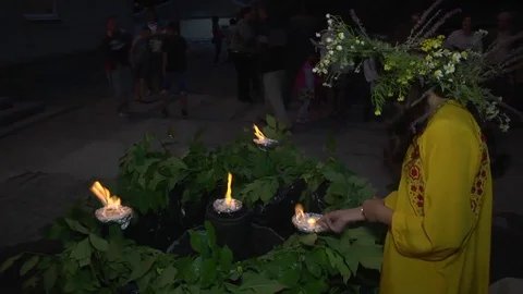 Fire. Pagan traditions. Rites. Stock Footage 77946413