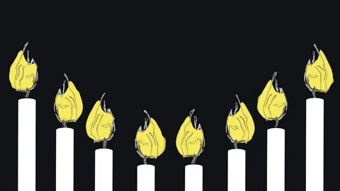 Fire Painted Candles + Alpha Channel Stock Footage 92928033