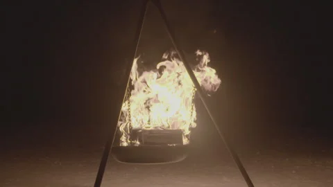 Fire pan high flames 스톡 동영상 326217870