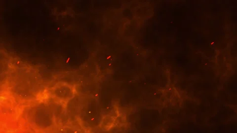 Fire particle ember with hot cloud smoke background Stock Footage 200504270