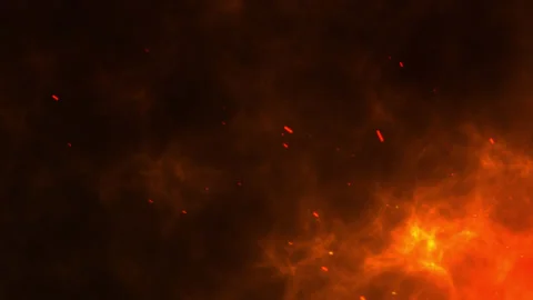 Fire particle ember with hot cloud smoke background Video stock 200504328