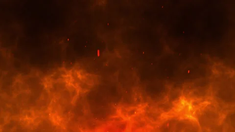 Fire particle ember with hot cloud smoke background Stock Footage 200504480