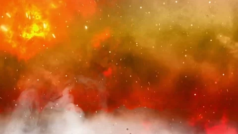 Fire Particles And Smoke Are Flying With Seamless Orange Background Loop Video stock 170977436