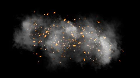 Fire particles effect dust debris isolated on black background, motion powder Stock Illustration