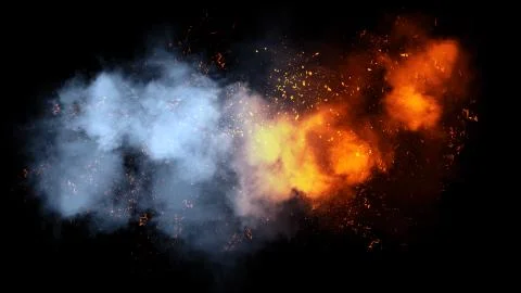 Fire particles effect dust debris isolated on black background, motion powder Stock Illustration