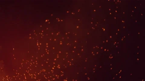 Fire Particles Pushed By Wind into Air Slow Motion Stock Footage 152639064