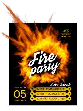 Fire party poster template. Stock Illustration
