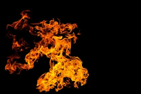 Fire patterns. Flames on a black background. Fiery patterns. Burning flame. B Stock Photos