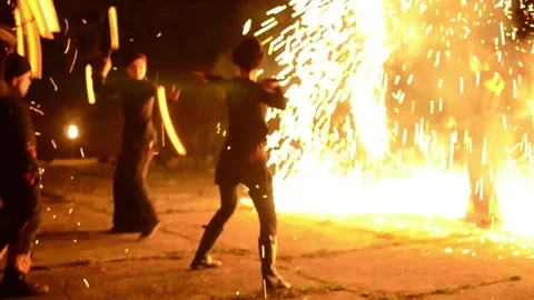 Fire Performance in Czech Republic 4 Vídeo Stock 132123337