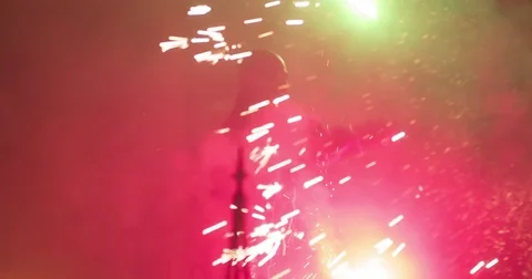 Fire performers, fire show. Slow motion 库存影片 74231196