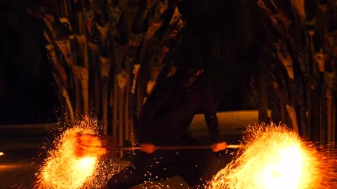 Fire perfromance in slow motion Stock Footage 134420439