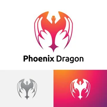 Fire Phoenix Bird Dragon Wings Logo Symbol Stock Illustration