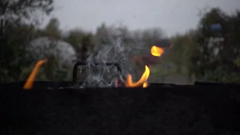 Fire on picnic Stock Footage 164480166