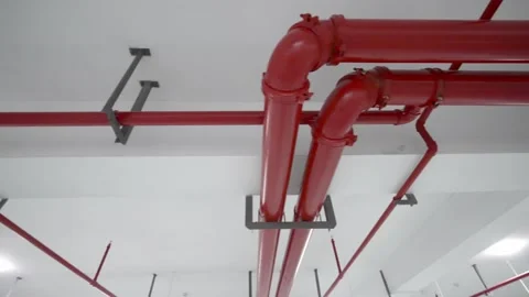 Fire pipeline in underground garage Stock Footage 166791249
