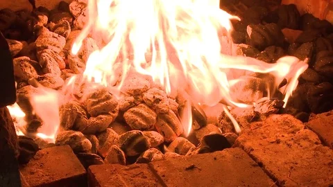 Fire pit of barbecue coals Stock Footage 75210444