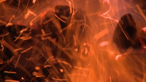 Fire pit barbecue coals Video stock 75210572