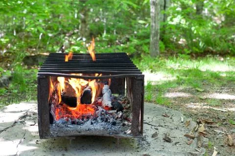Fire pit burning Stock Photos