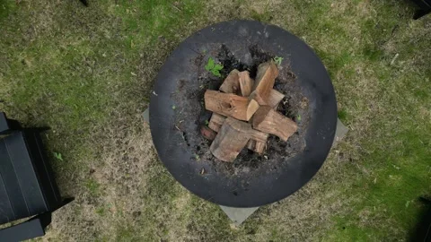 Fire pit chairs back yard country home leisure camping campfire outside deck Stock-Footage 278289837