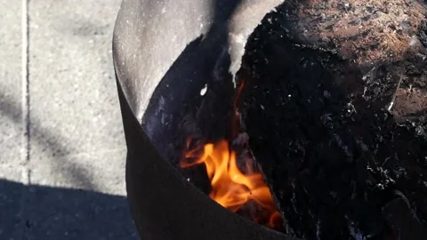Fire pit close-up Stock Footage 136339880