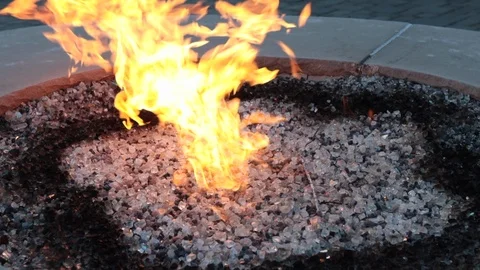 Fire pit close windy Stock Footage 97816804