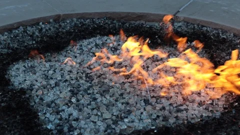 Fire pit close windy move Stock Footage 97816777