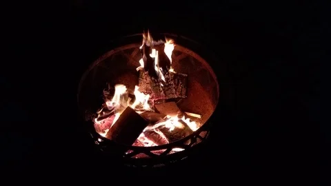 Fire pit at night Stock Footage 87310345