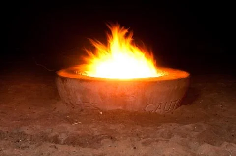 Fire pit at night Stock Photos