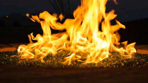 Fire Pit Rise and Pan at Night Stock Footage 60215183