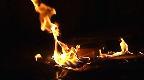 Fire Pit - Slow-Motion Adding Log Video stock 39457034