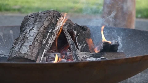 Fire Pit - Small Log Stack Stock Footage 151616539