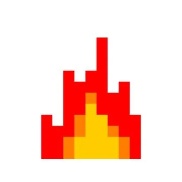 Fire pixel art. 8 Bit Flame. vector illustration Stock Illustration