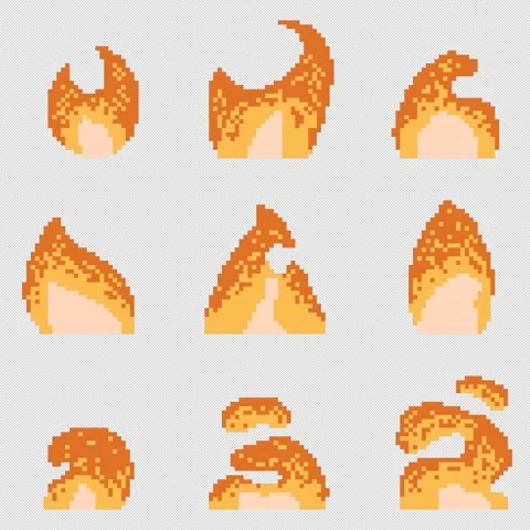 Fire pixel art animation Stock Footage 336558730