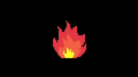 Fire pixel symbol on glitch lcd led screen display background animation. Video stock 244194667