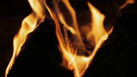 Fire place, close up in 60 fps 720 / Slow motion Stock Footage 92871521