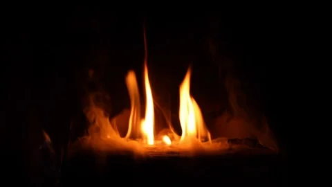 Fire place crackling medium shot warm cosy Video stock 111540222
