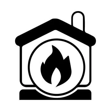 Fire, place, home, fire place, fireplace with burning fire icon Stock Illustration
