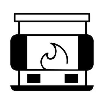 Fire, place, home, fire place, fireplace with burning fire icon Stock Illustration