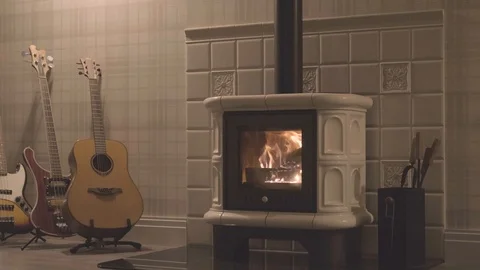 Fire place at home Stock Footage 122281603