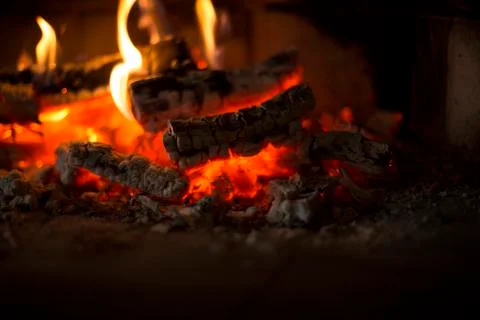 Fire place at home Stock Photos