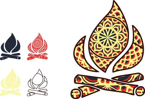 Fire place mandala Stock Illustration