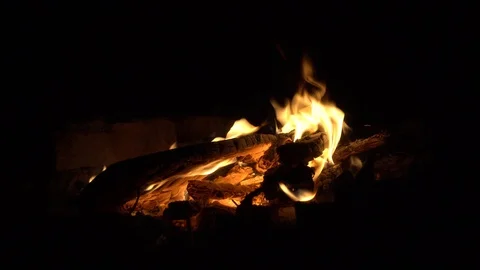 Fire place at night, campfire  Stock Footage 118330127