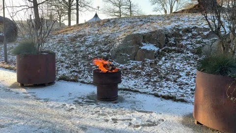 Fire place in the snow Stock-Footage 329171679
