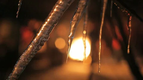 Fire-place through icicles Stock-Footage 1807039