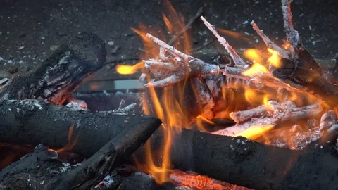 Fire plame in bbq C0009 4k Stock Footage 111687240