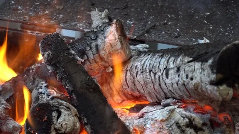 Fire plame in bbq C0011 4k Stock Footage 111687257