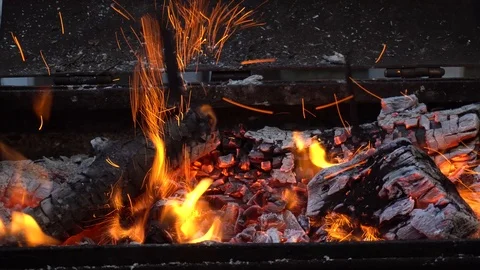 Fire plame in bbq C0015 4k Stock Footage 111687355