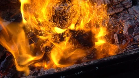 Fire plame in bbqC0018 4k Stock Footage 111687512