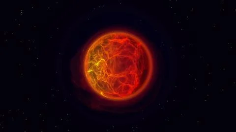 Fire planet in outer space. Stock Photos