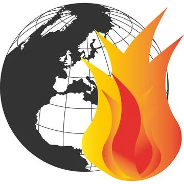 A fire on the planet. Vector black image. Stock Illustration